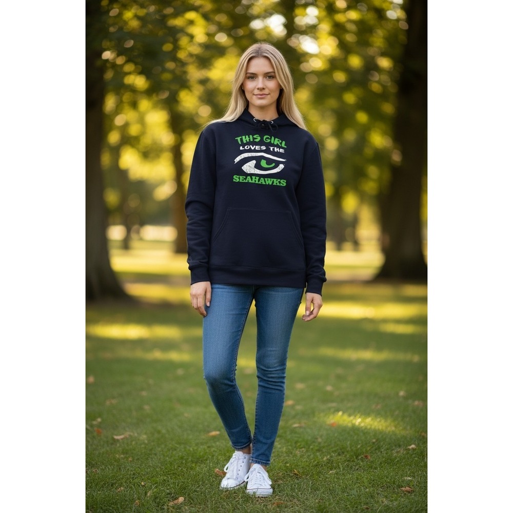 Womens Seattle Seahawks Sz.‎ S Midnight Blue This Girl Loves The Seahawks Hoodie